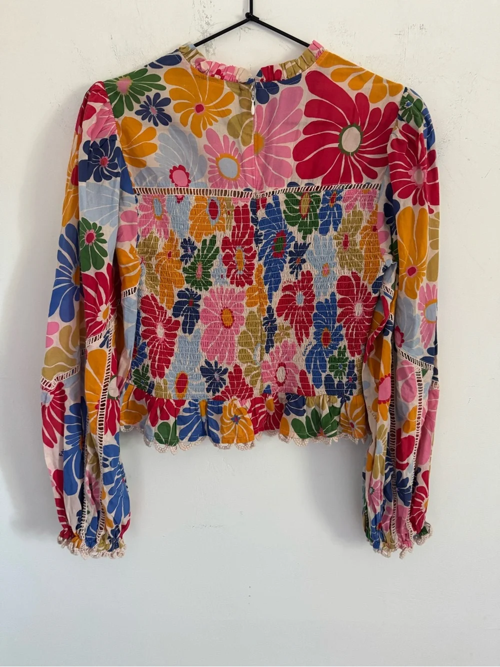 FARM Rio Multicolor Floral Smocked Peplum Blouse